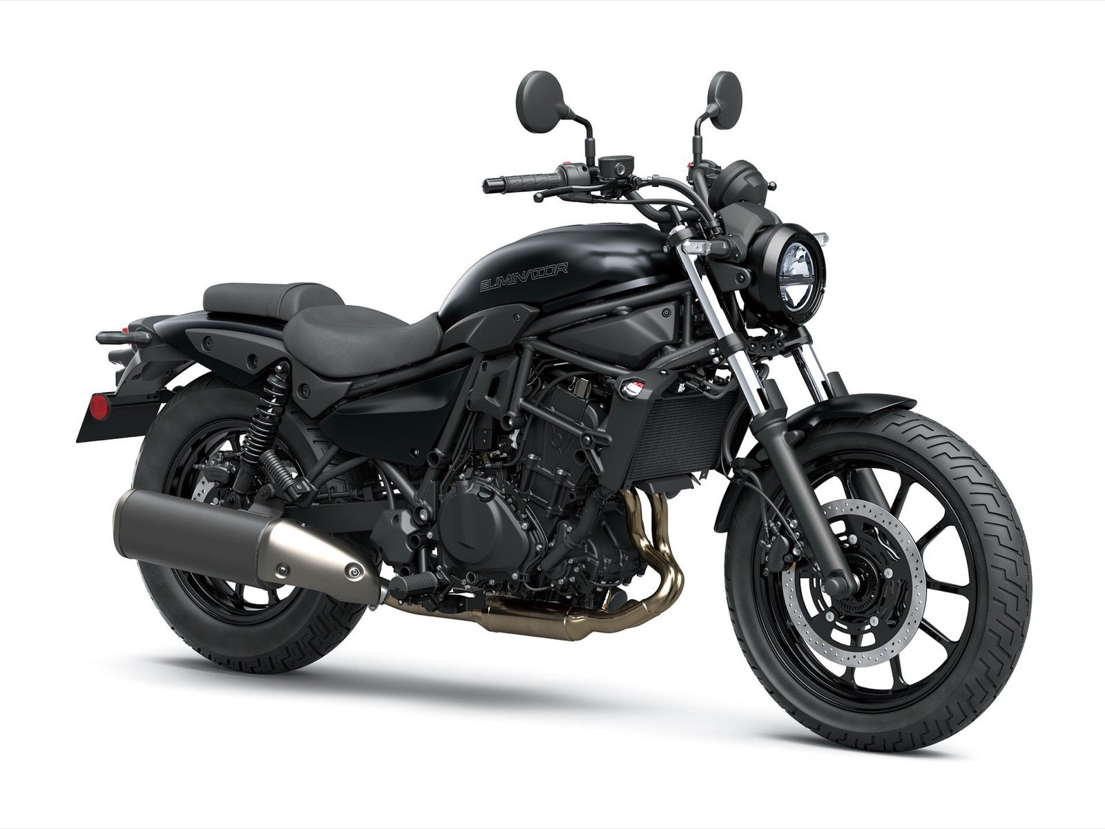 Kawasaki Eliminator 500 2026 Metallic Flat Spark Black vista lateral frontal