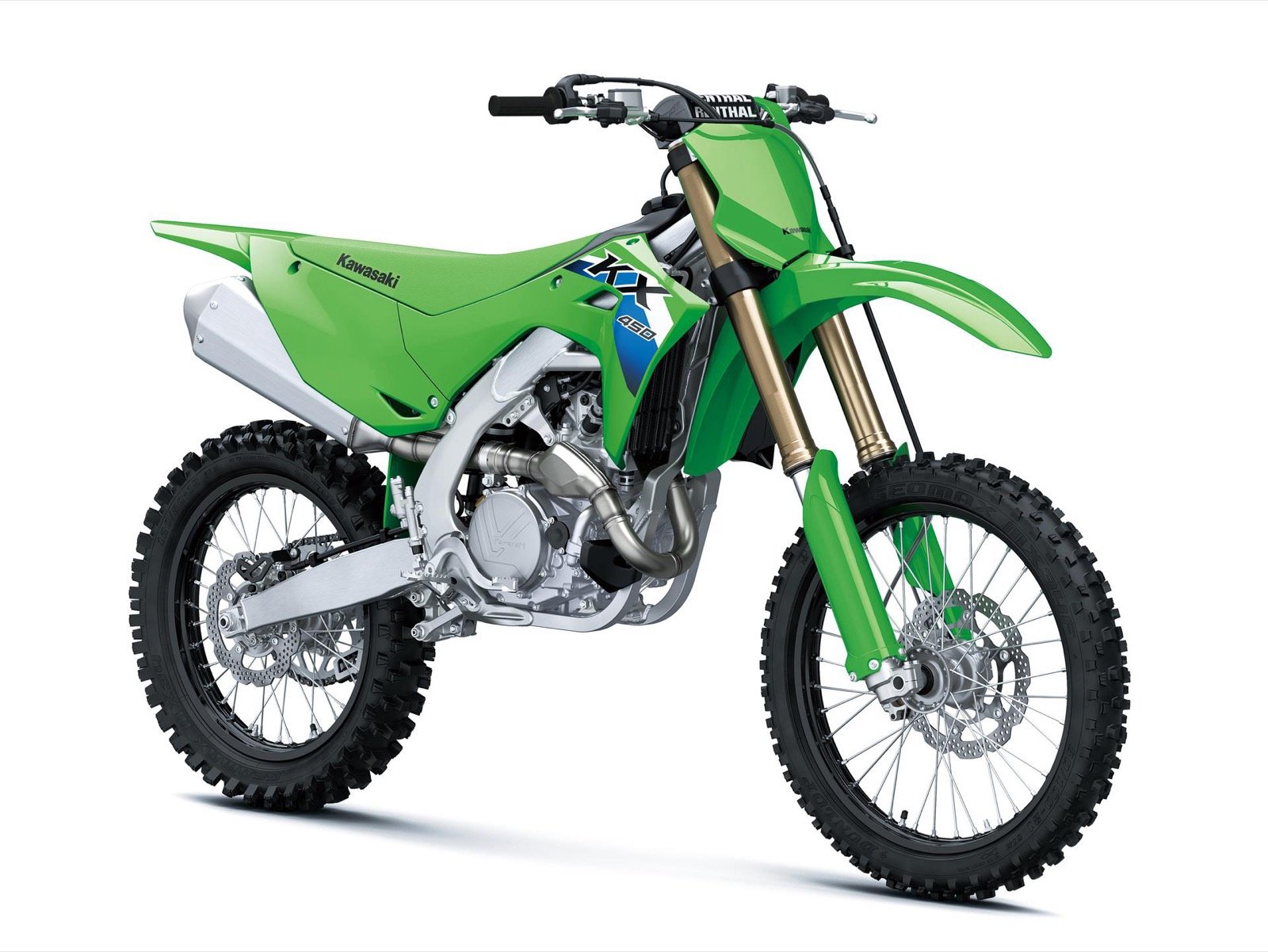 Kawasaki KX450 2026 Lime Green vista lateral frontal