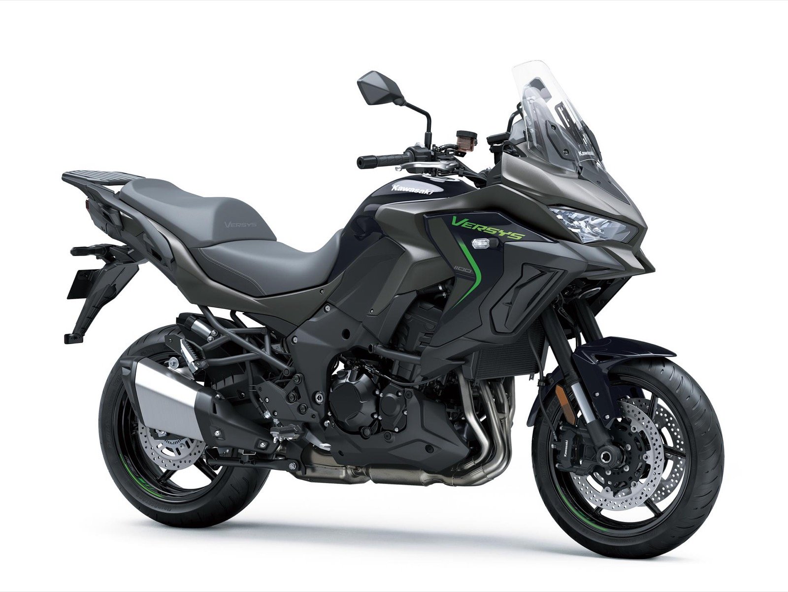Kawasaki Versys 1100 2026 Metallic Matte Graphenesteel Gray vista lateral frontal